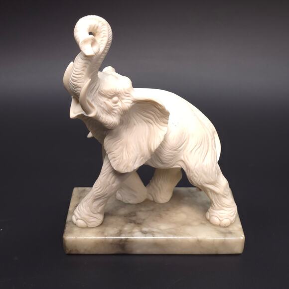 Hand Carved Alabaster Elephant Statue Italy - Picture 1 of 9